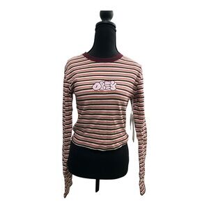 Obey Women's Long Sleeve Top - Striped Red and Pink
